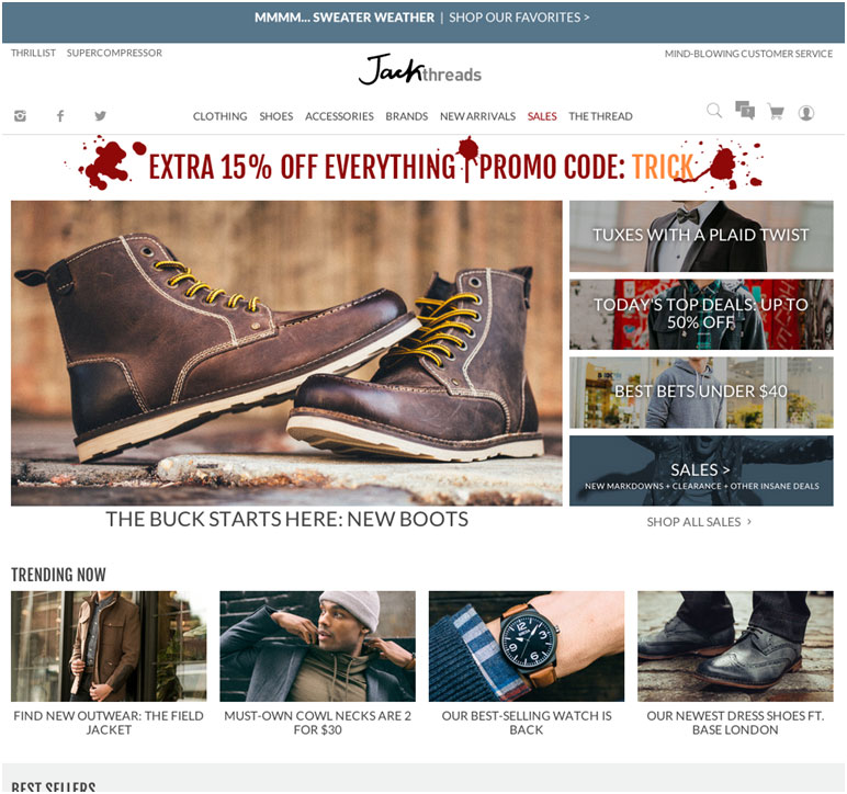 Jack Threads Home Page
