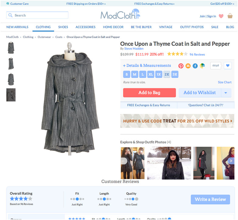 ModCloth Product Page