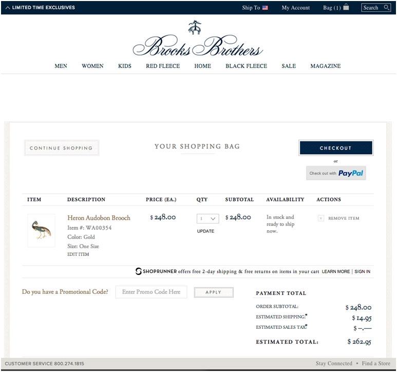 Brooks Brothers Shopping Cart