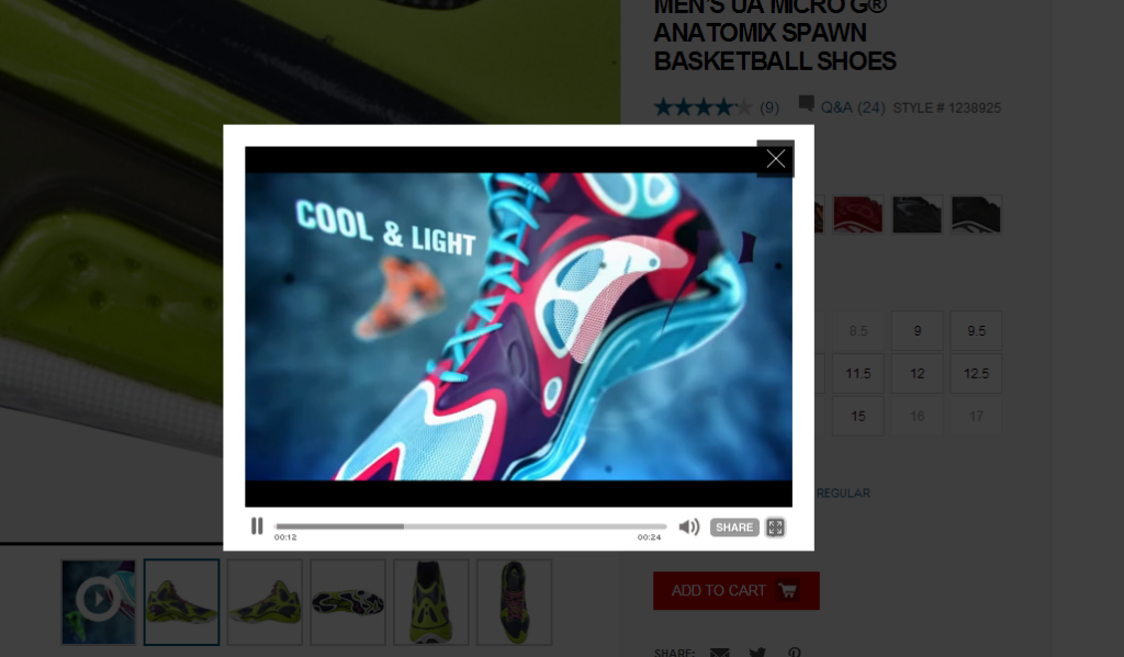 Under Armour’s product page video